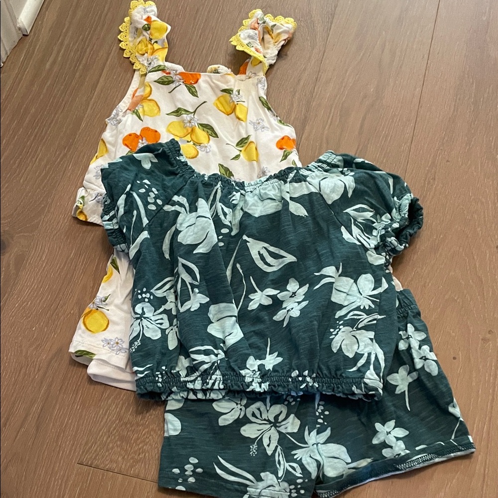 Floral and Fruit Print Tops Set